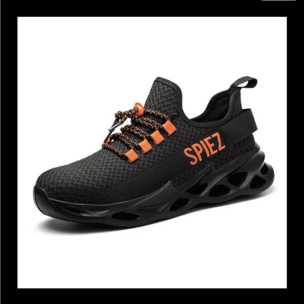 SPIEZ Safety Shoes Men Steel Toe Top Lightweight Breathable Work Shoe. M11/W12.5